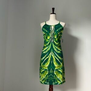 INC International Concepts Green Sleeveless Halter Mini Dress for Cocktail